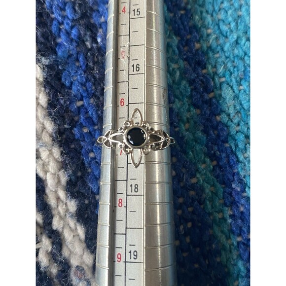 NIB 925 Sterling Silver Witch Knot Protection Ring. Black CZ Stone. Witchy. 7 - Picture 8 of 13